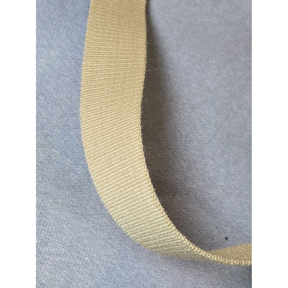VTG Torino Belt Mens 34 Khaki Canvas Web Brown Leather Brass Buckle Casual 6832